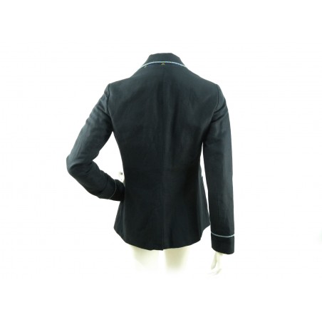 Giacca Donna Cricket Sport Coat Wov taglio maschile slim con stemma sul taschino e bordino decorativo a contrasto bianco/blu.