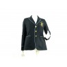 Giacca Donna Cricket Sport Coat Wov taglio maschile slim con stemma sul taschino e bordino decorativo a contrasto bianco/blu.