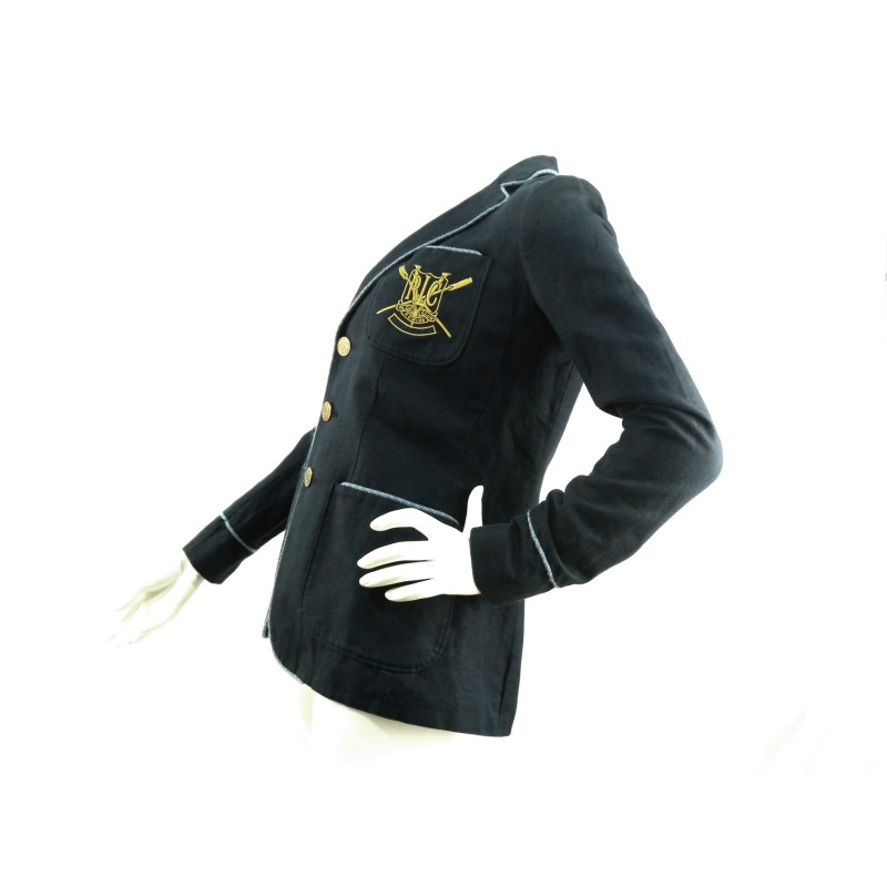 Cricket Sport Coat Wov Slim men's jacket with crest on the pocket and decorative border in contrasting white / blue.